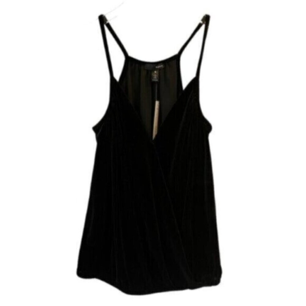 NWT Aqua | Women's Black Velvet Skinny Strap Top Size Medium